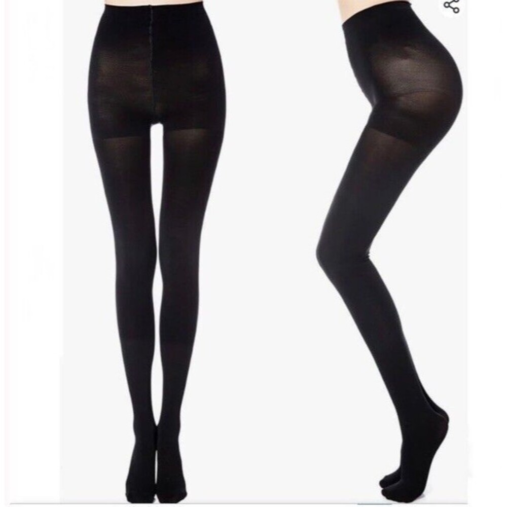 Manzi 2 Pairs Opaque Control-Top Tights 70 Denier Pantyhose Black Large Fall new